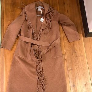 Simkai Fringe Long Coat size small NWT